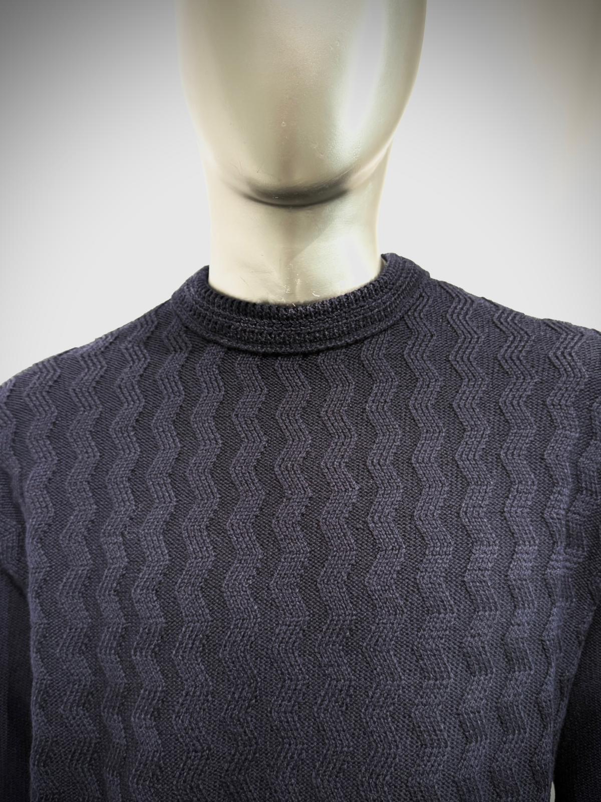 W5-0125 Maglia Girocollo Con Motivo Blu23 Man