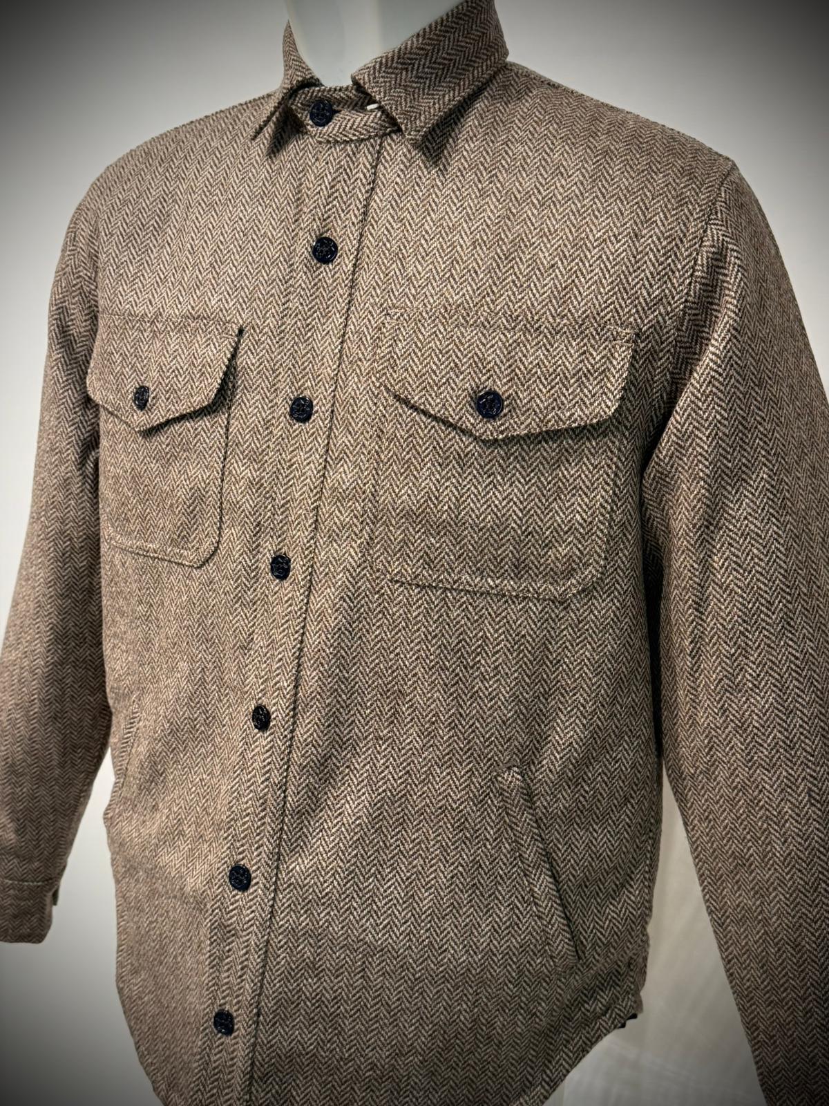 UW5-CPO WOOL PADDED Overshirt Herringbone Brown Man