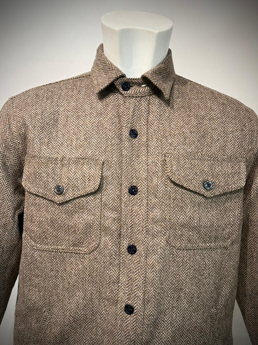 UW5-CPO WOOL PADDED Overshirt Herringbone Brown Man