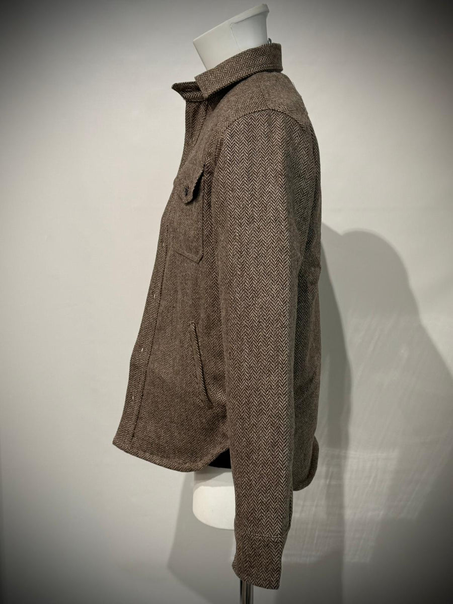 UW5-CPO WOOL PADDED Overshirt Herringbone Brown Man