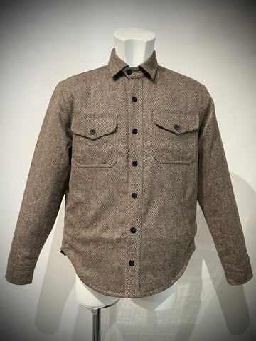 UW5-CPO WOOL PADDED Overshirt Herringbone Brown Man