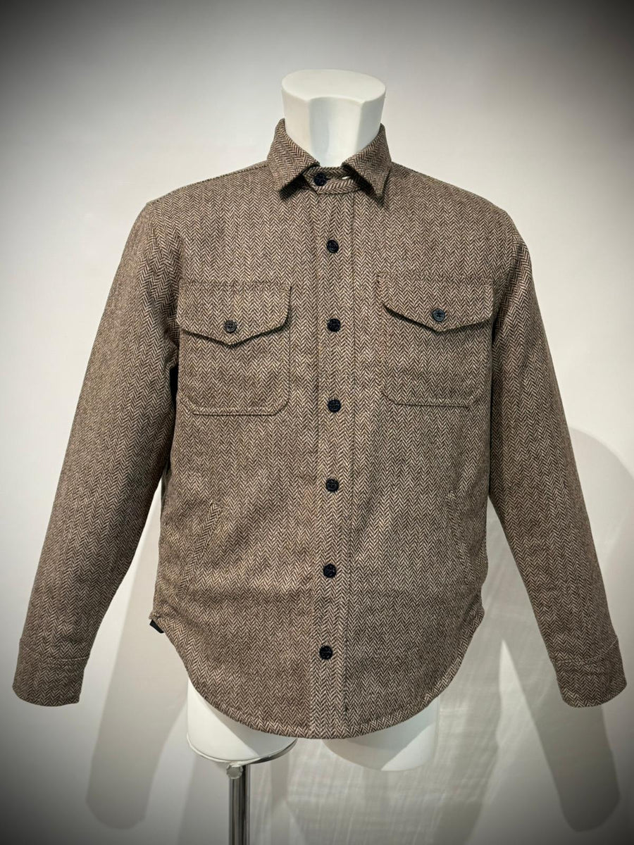 UW5-CPO WOOL PADDED Overshirt Herringbone Brown Man