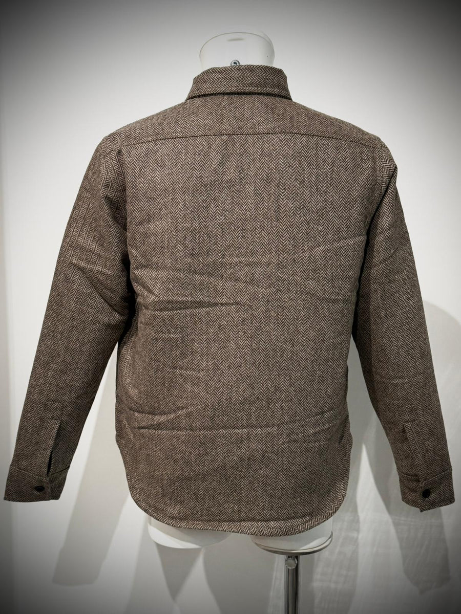 UW5-CPO WOOL PADDED Overshirt Herringbone Brown Man