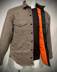 UW5-CPO WOOL PADDED Overshirt Herringbone Brown Man