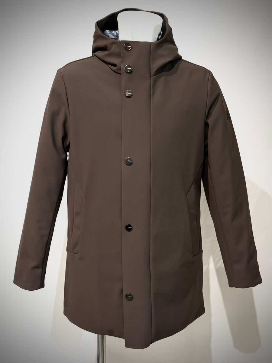 W4-4015 FROST Giaccone Softshell Lungo Cappuccio Moro Man