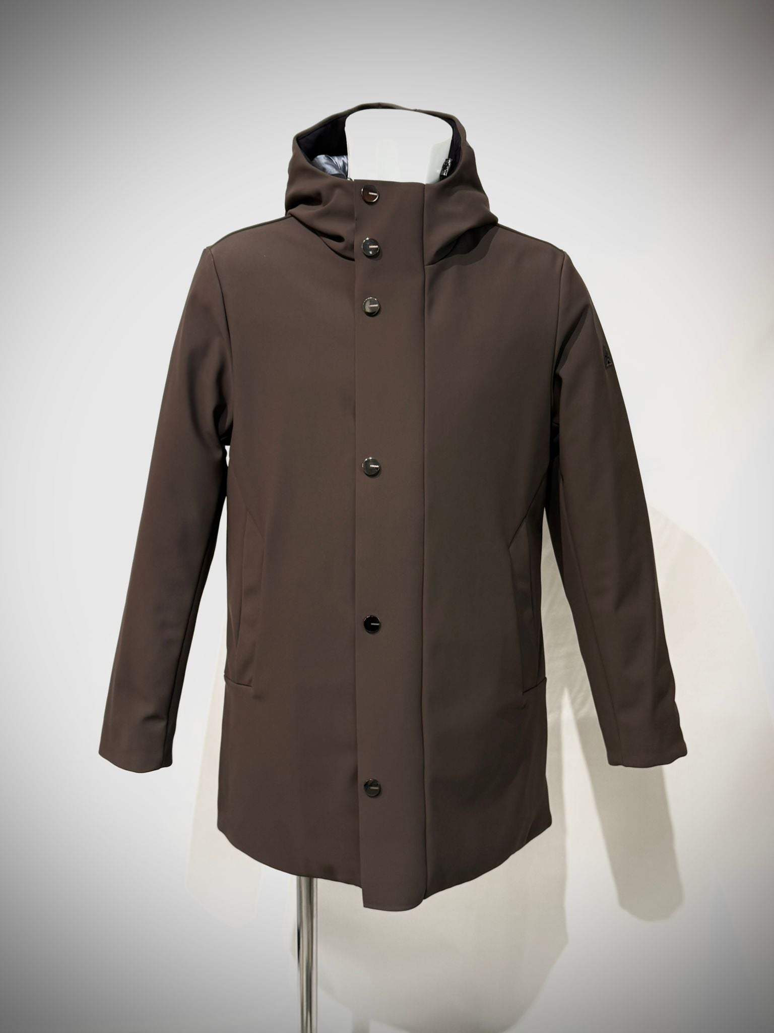 W5-4015 FROST Giaccone Softshell Lungo Cappuccio Moro Man