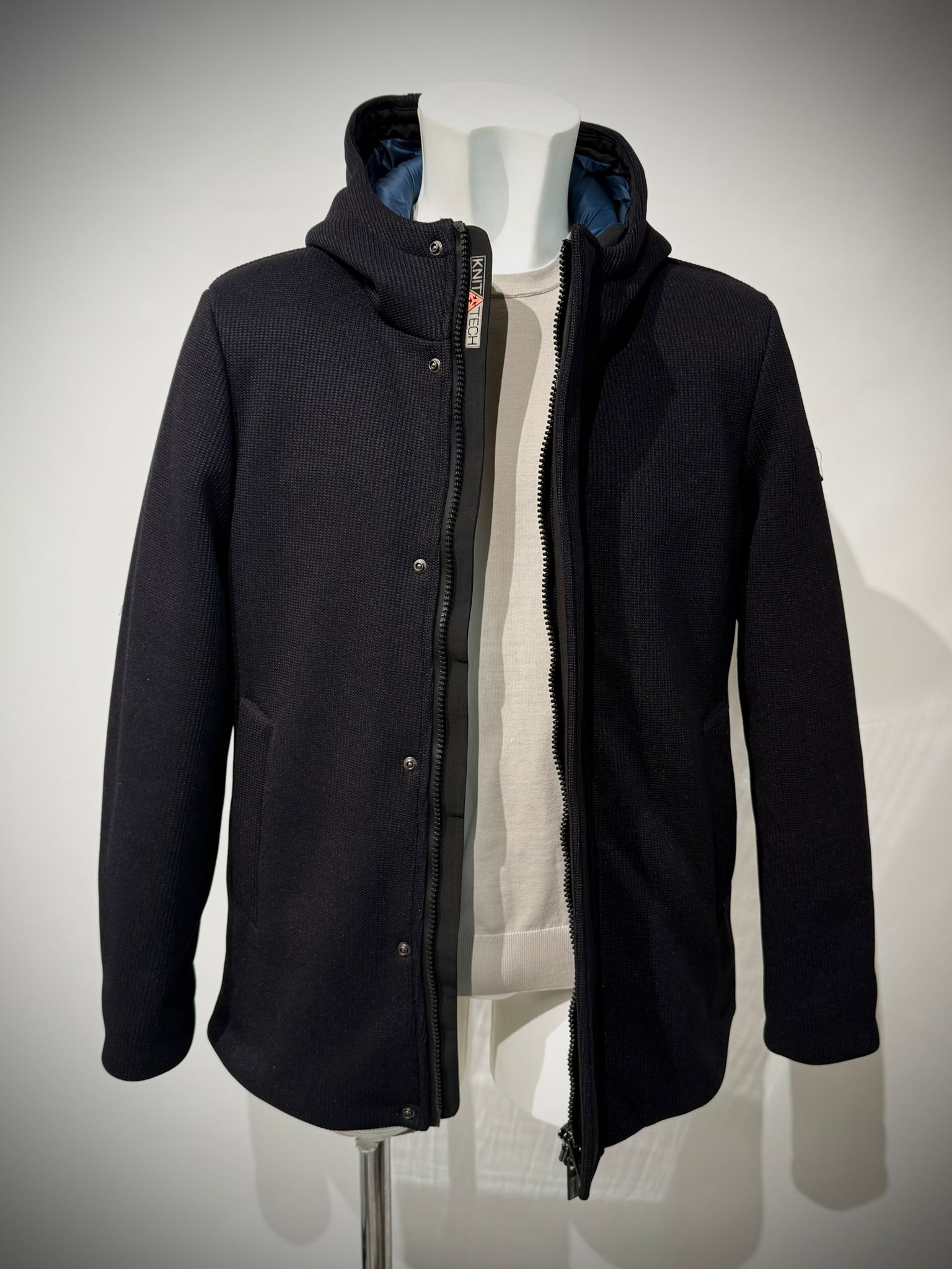 W4-4039 FLEX Parka Knit Tecnico Cappuccio Blu Man