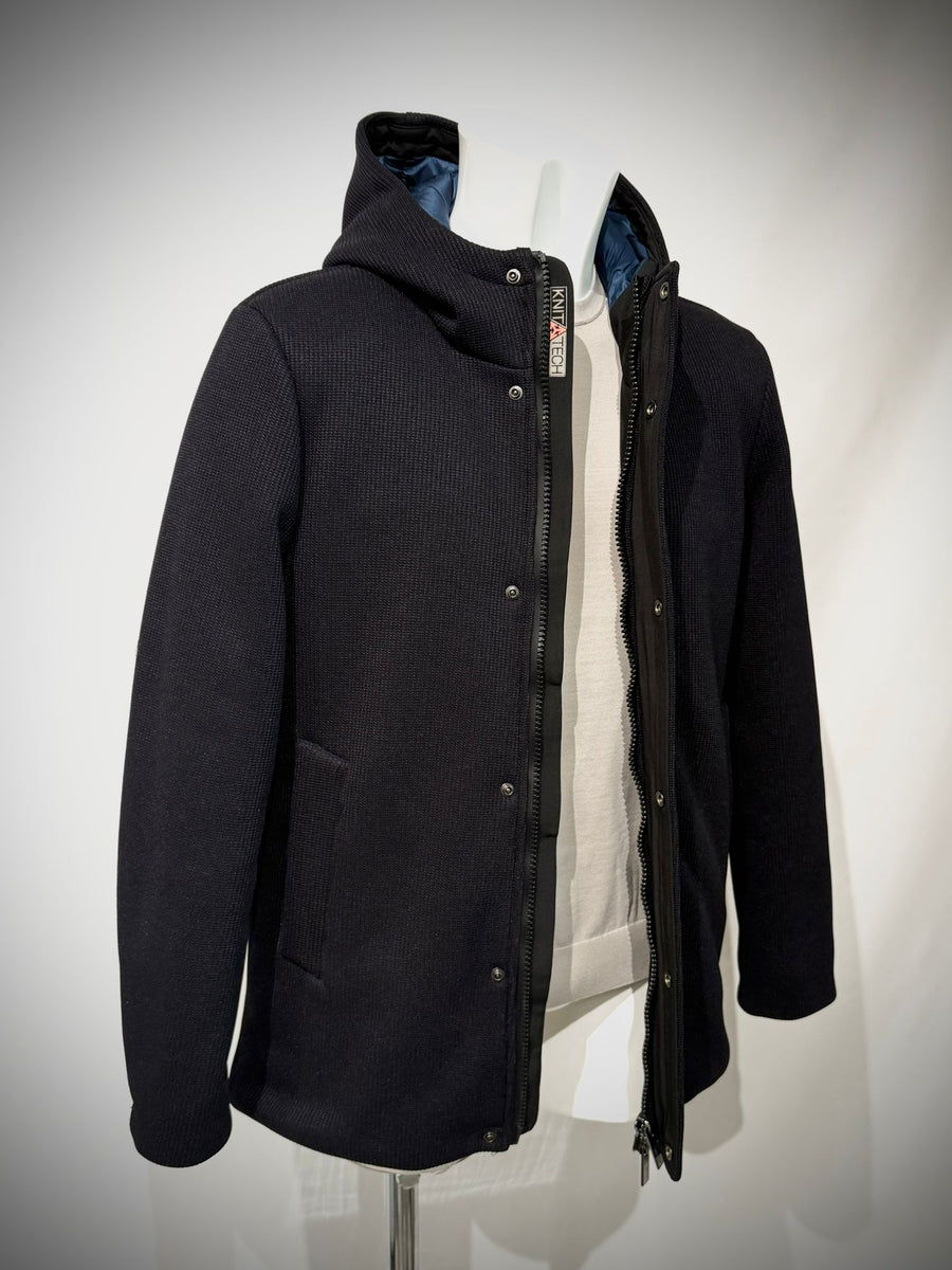 W4-4039 FLEX Parka Knit Tecnico Cappuccio Blu Man