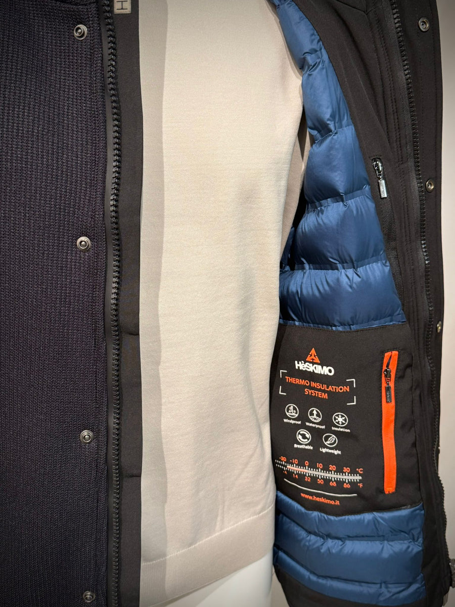 W4-4039 FLEX Parka Knit Tecnico Cappuccio Blu Man