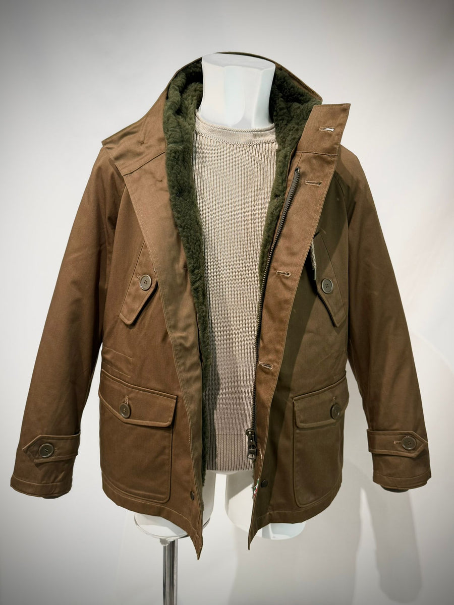 UW5-04 L'ESKIMO Giubbotto Raglan Cammello/Verde Man