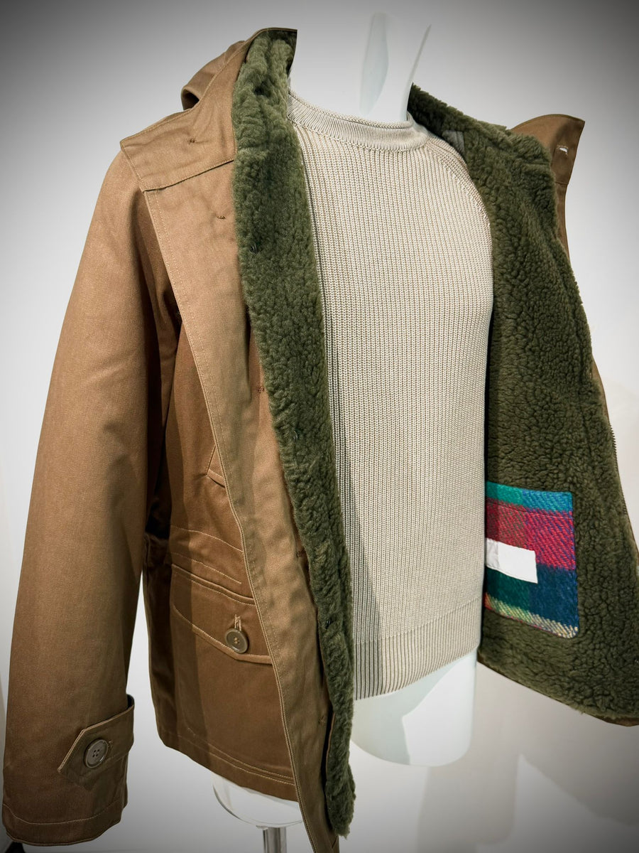 UW5-04 L'ESKIMO Giubbotto Raglan Cammello/Verde Man