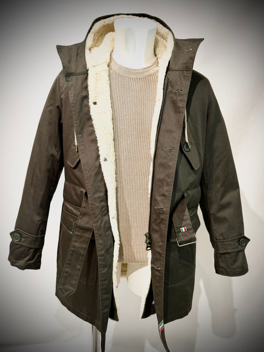 UW5-01 L'ESKIMO Giubbotto Maxi Verde/Ecrù Man