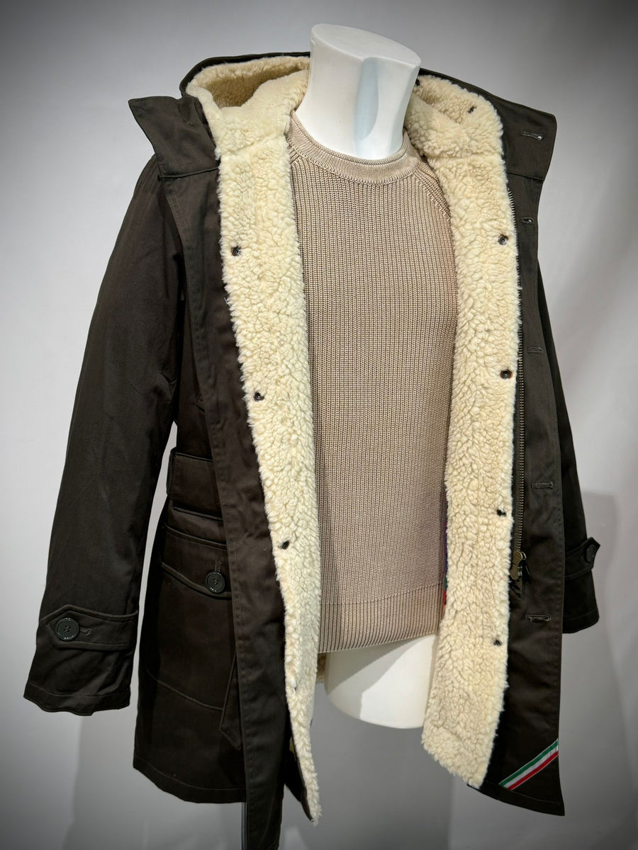 UW5-01 L'ESKIMO Giubbotto Maxi Verde/Ecrù Man