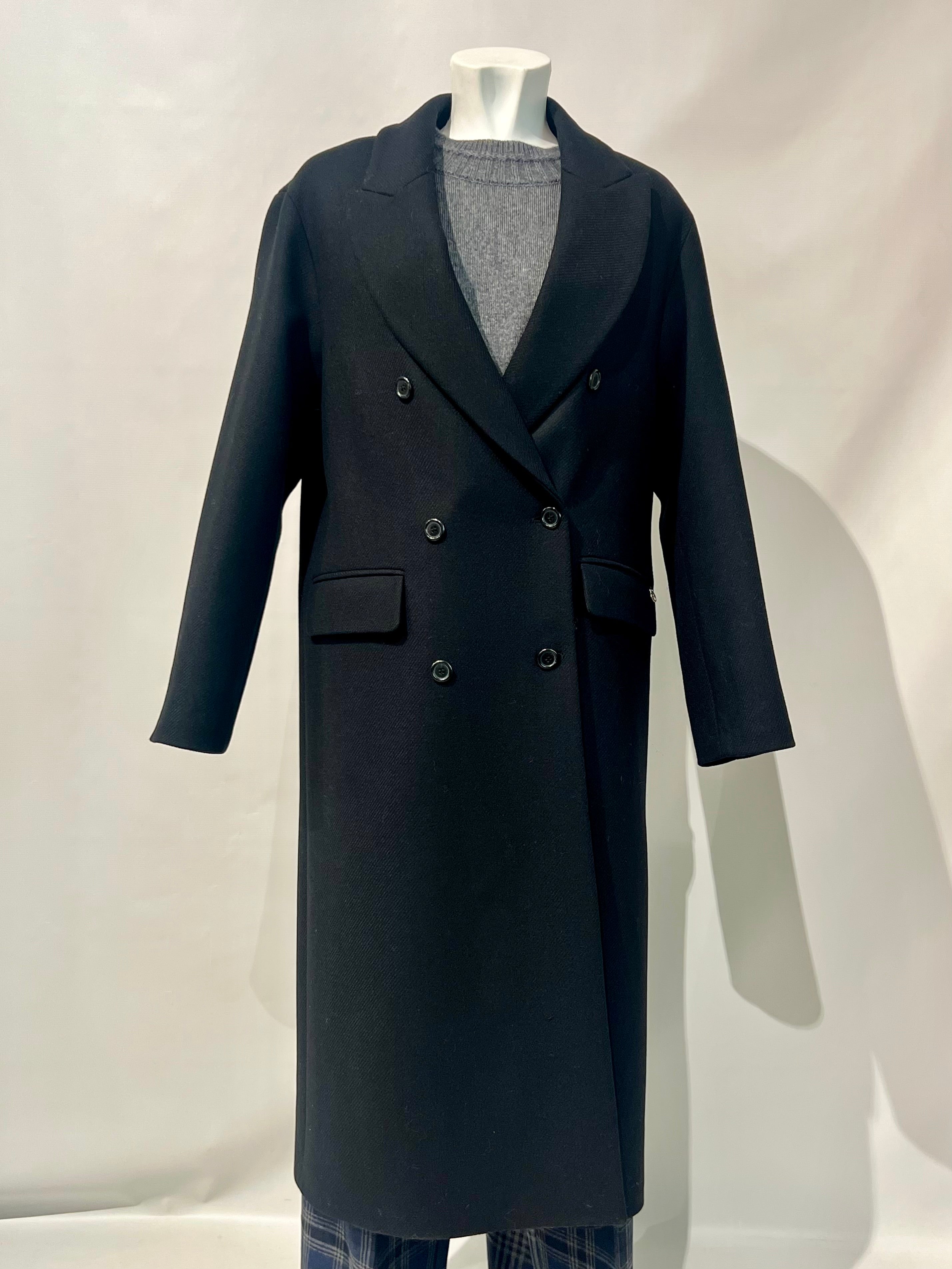 W5-DJ0072 Cappotto Lungo Doppiopetto Nero