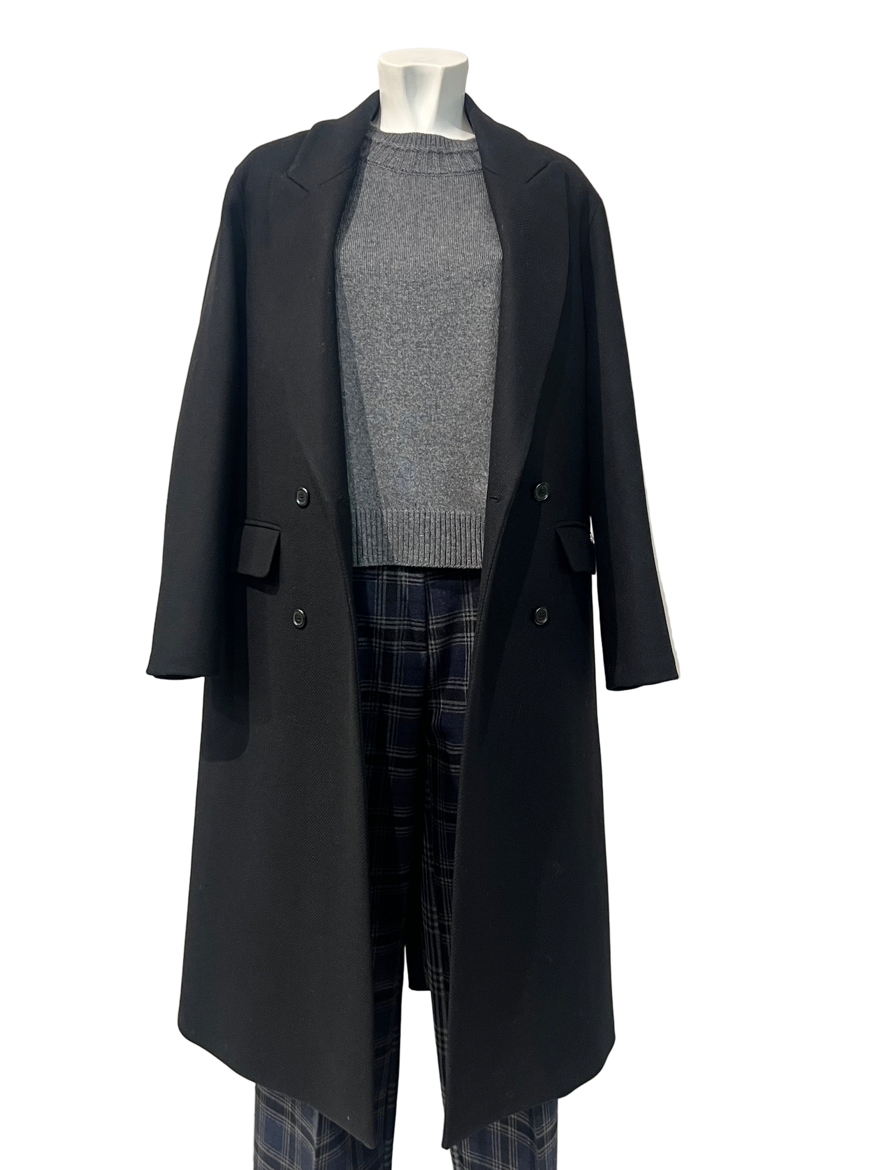 W5-DJ0072 Cappotto Lungo Doppiopetto Nero