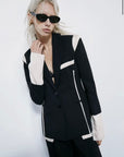 S6-8S0571 Blazer Slim Color Block Nero/Ivory