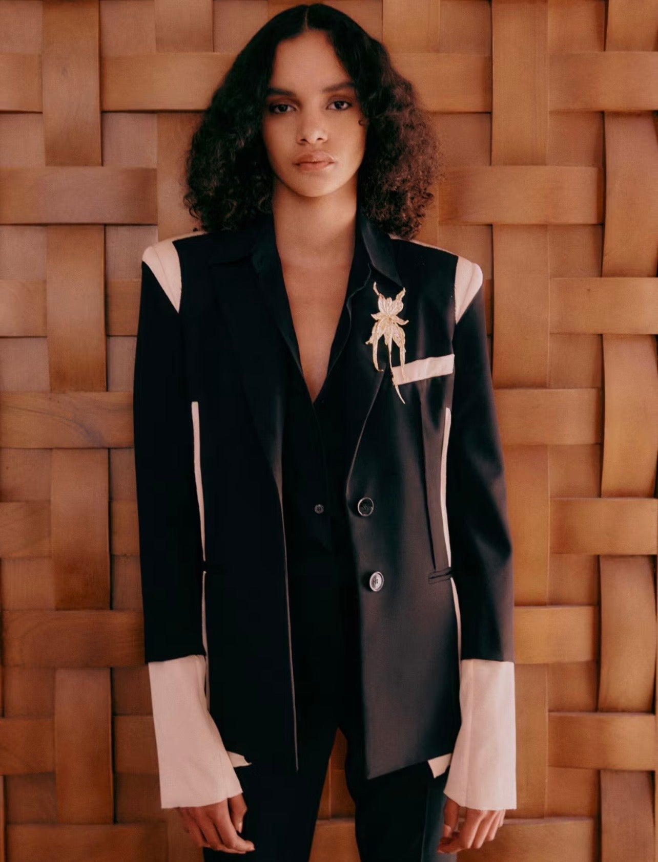 S6-8S0571 Blazer Slim Color Block Nero/Ivory