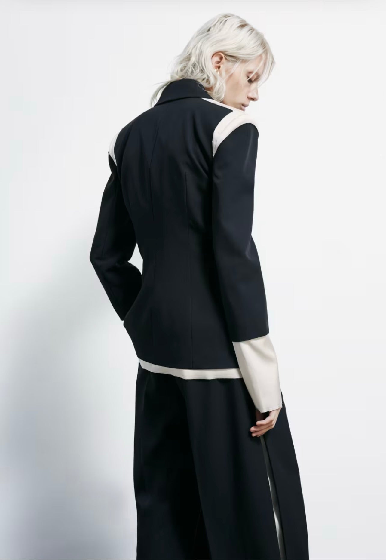 S6-8S0571 Blazer Slim Color Block Nero/Ivory