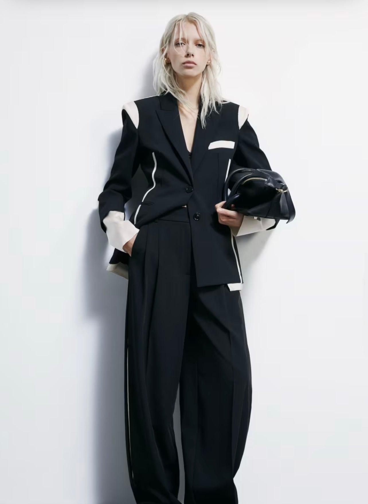 S6-8S0571 Blazer Slim Color Block Nero/Ivory