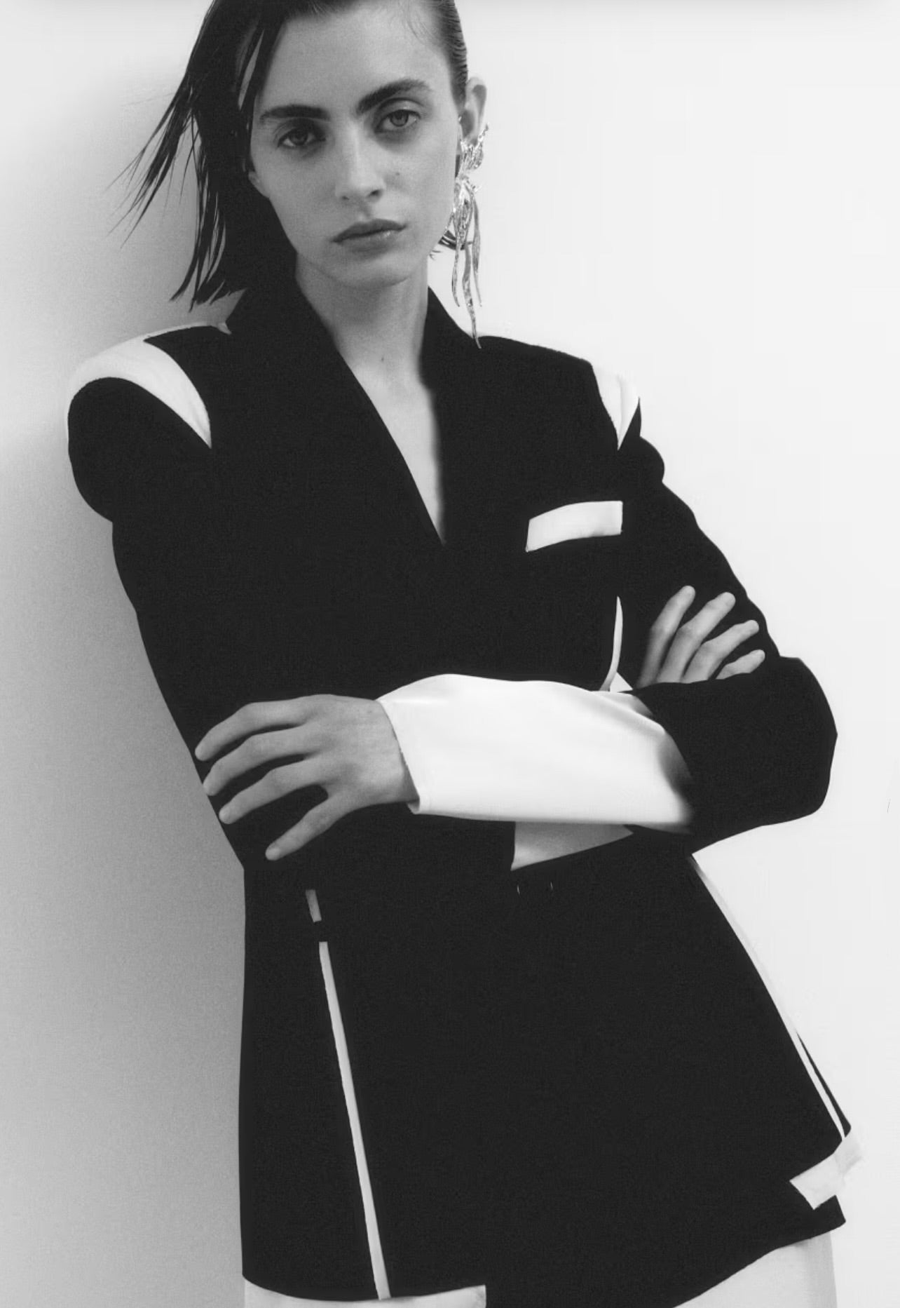 S6-8S0571 Blazer Slim Color Block Nero/Ivory