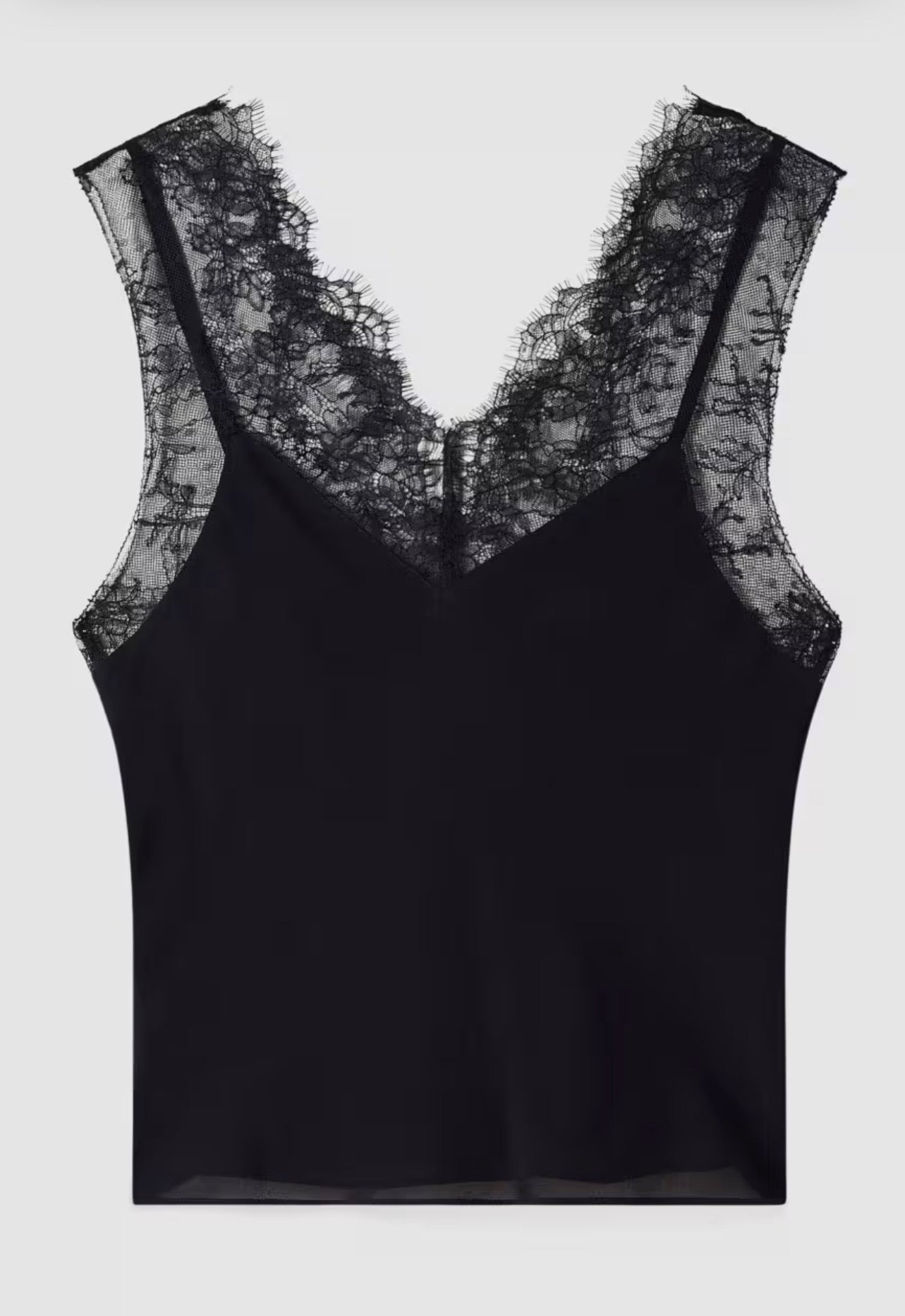 S6-8C0865 Top con Dettagli in Pizzo Nero