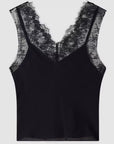 S6-8C0865 Top con Dettagli in Pizzo Nero