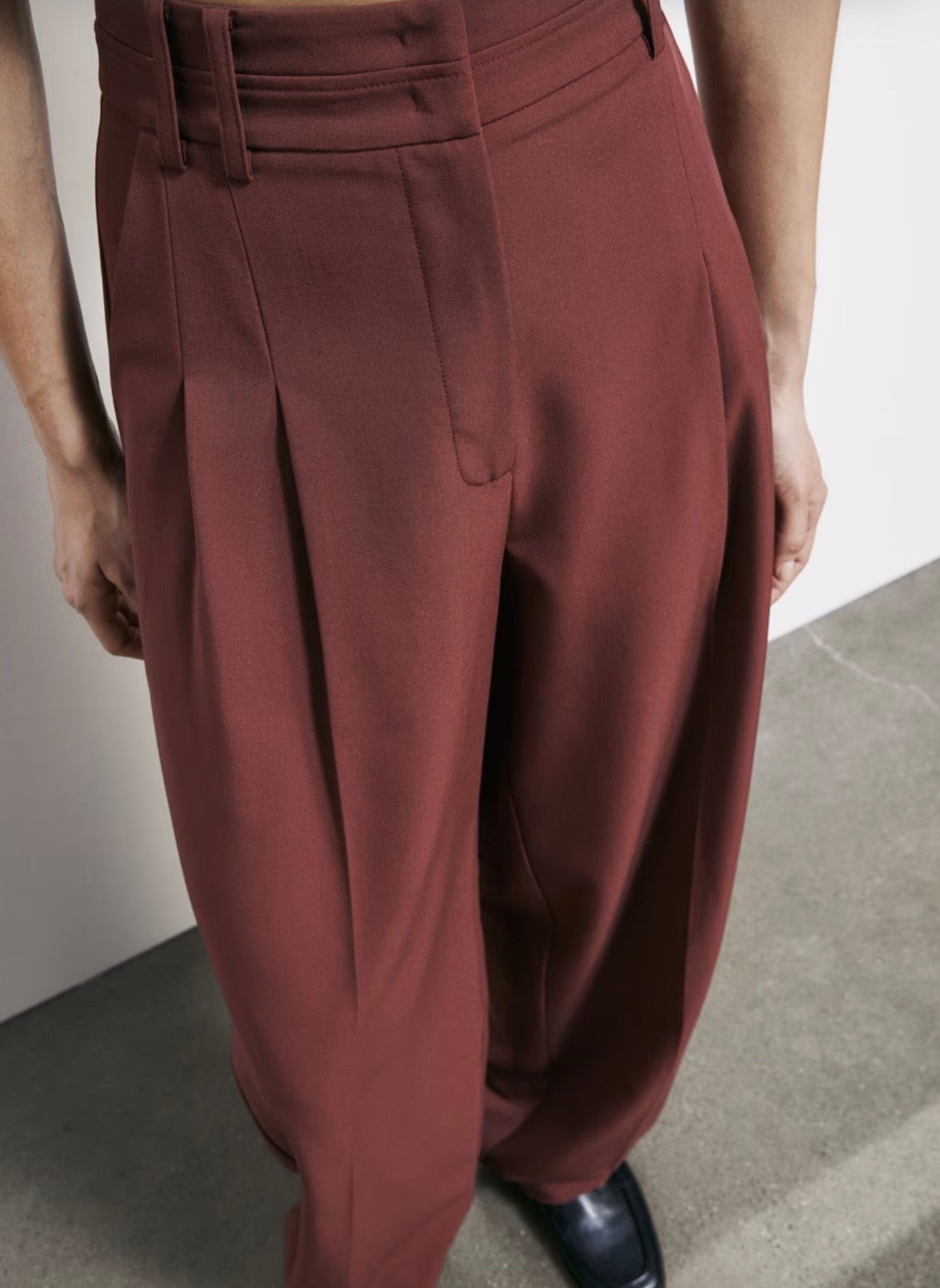 S6-8P0794 Pantalone Palazzo con Pinces Hot Brown