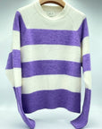 W2-3945 Maglia Girocollo Righe Lavanda