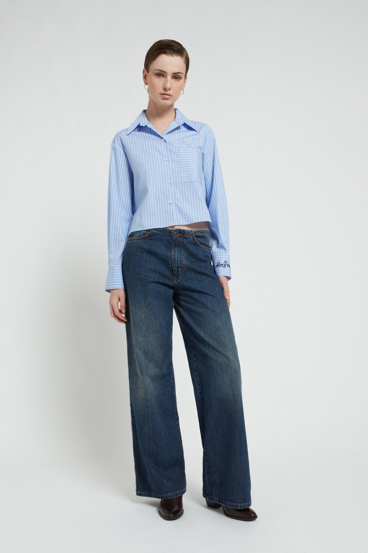 W5-DC5158 Camicia Cropped Gessato