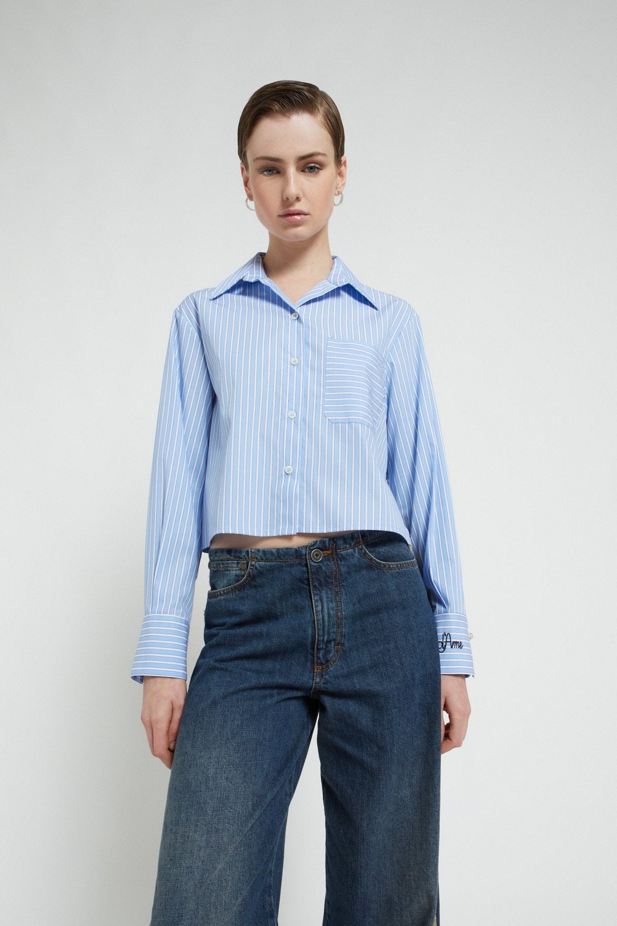 W5-DC5158 Camicia Cropped Gessato