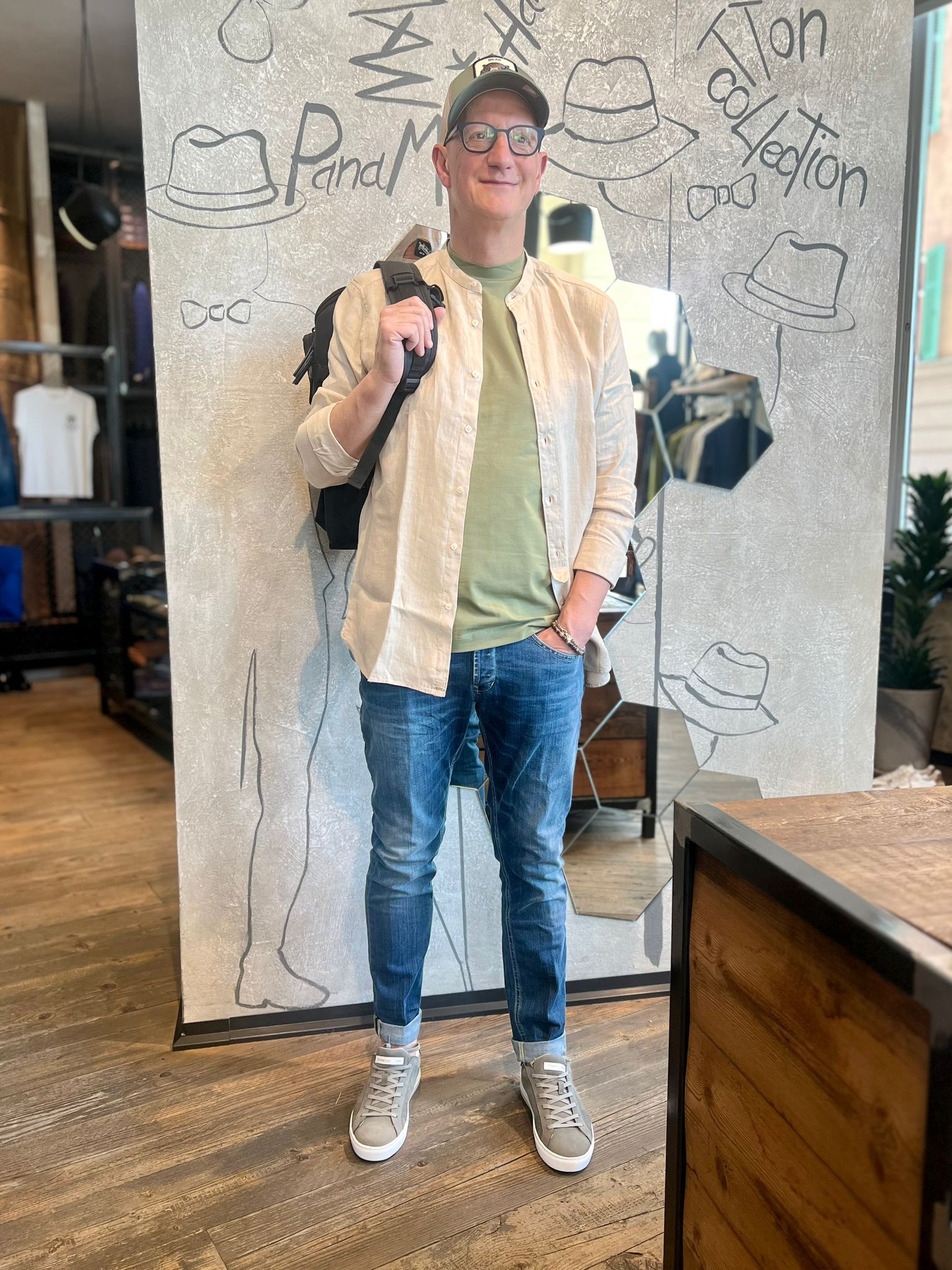 S4-Q66TNC Camicia Slim Coreana Lino Ecrù