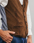 S4-LORRY Gilet Pelle Scamosciata Jungle Green Man