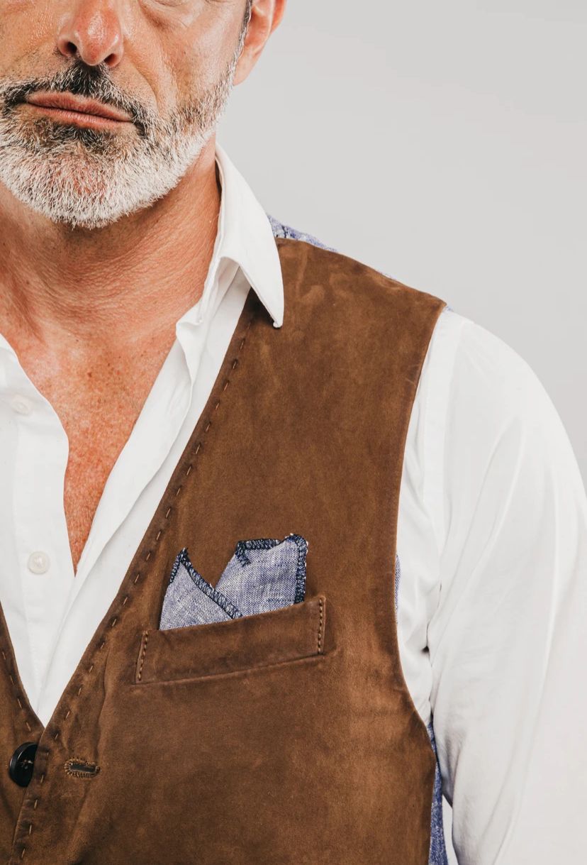 US4-LORRY Gilet Pelle Scamosciata Jungle Green Man