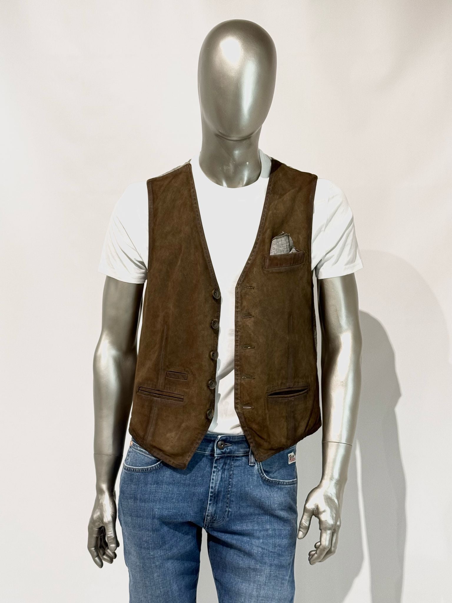 US5-LORRY Gilet Pelle Scamosciata Jungle Green Man