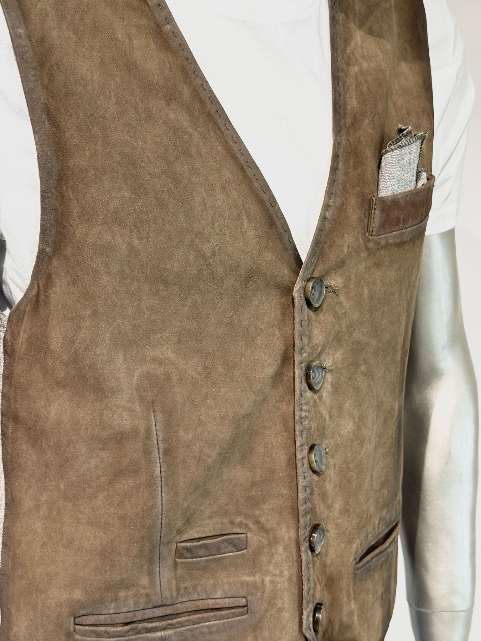 US5-LORRY Gilet Pelle Scamosciata Jungle Green Man