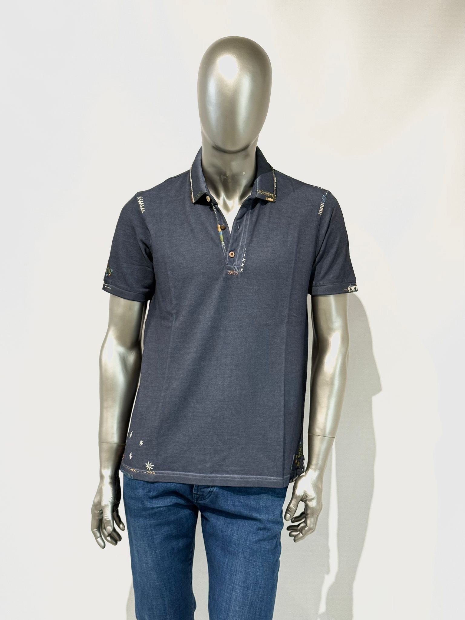 S5-RICKY485 Polo Ricamata Blu Man