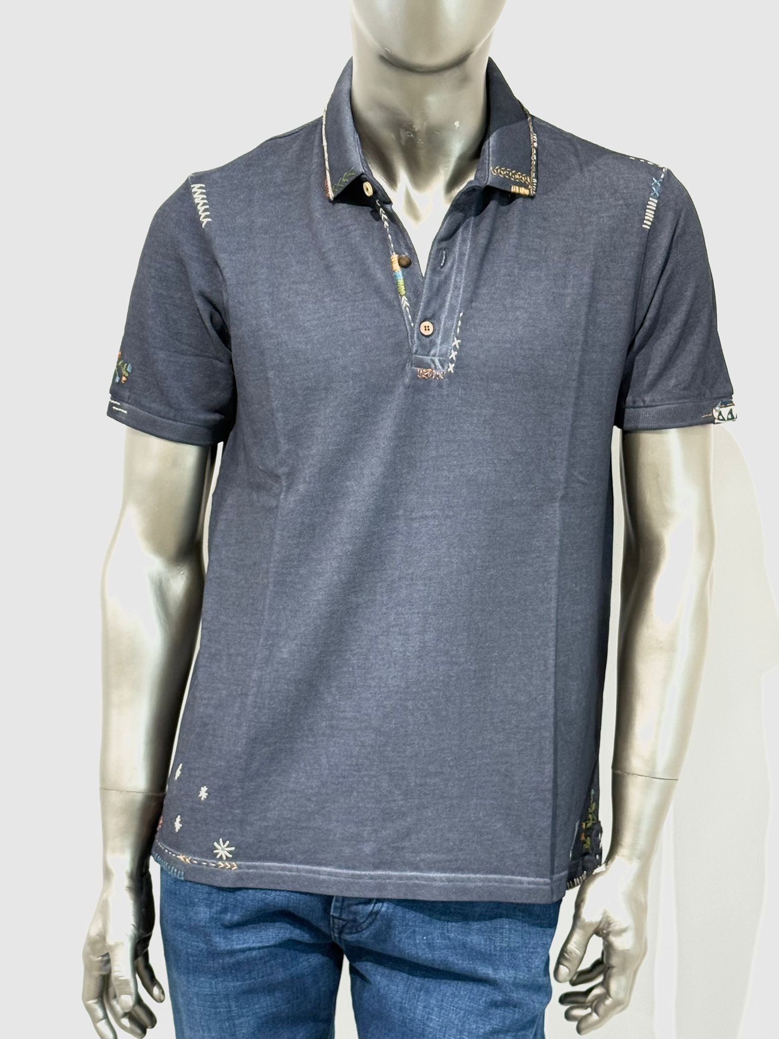 S5-RICKY485 Polo Ricamata Blu Man