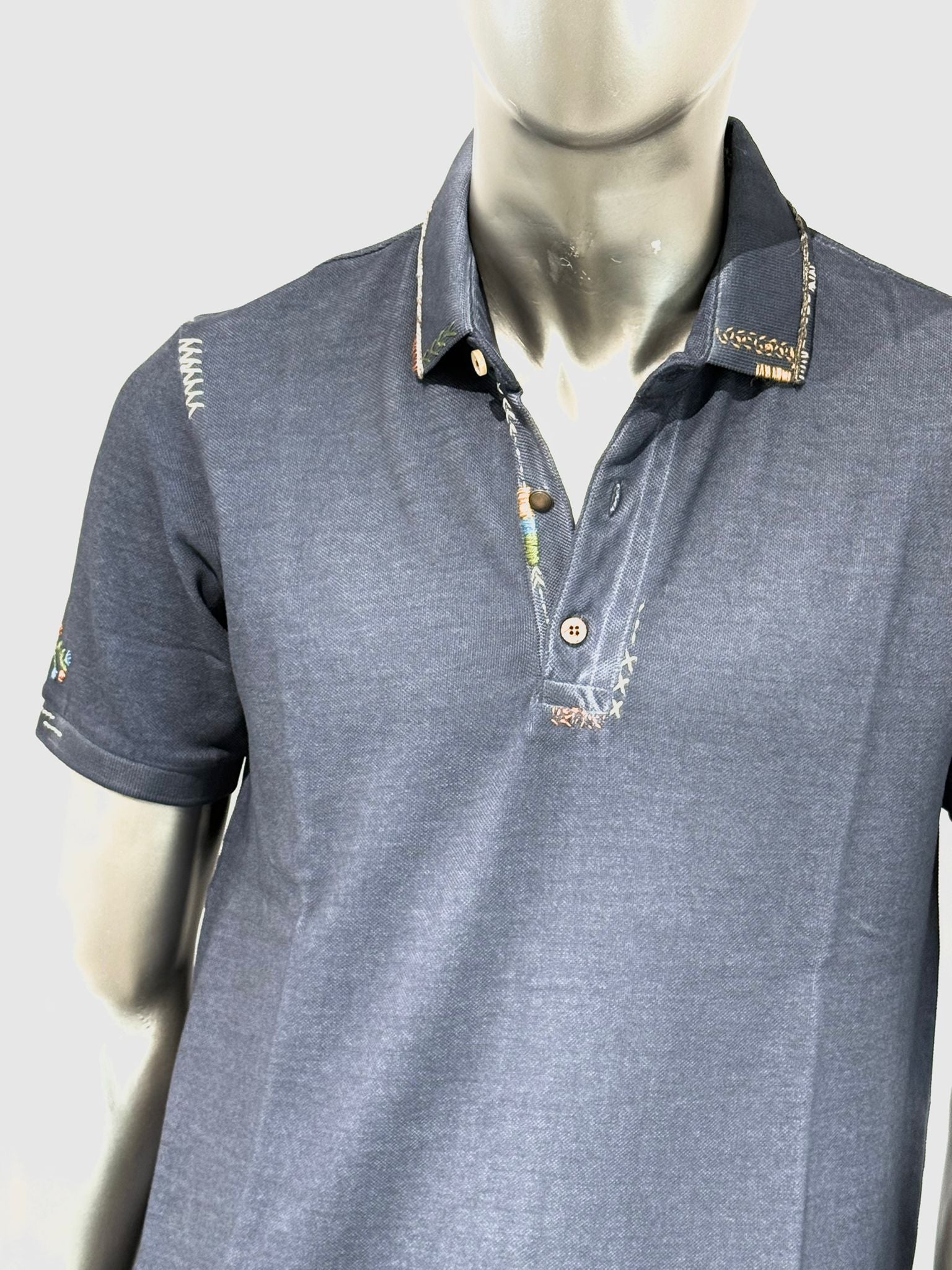 S5-RICKY485 Polo Ricamata Blu Man