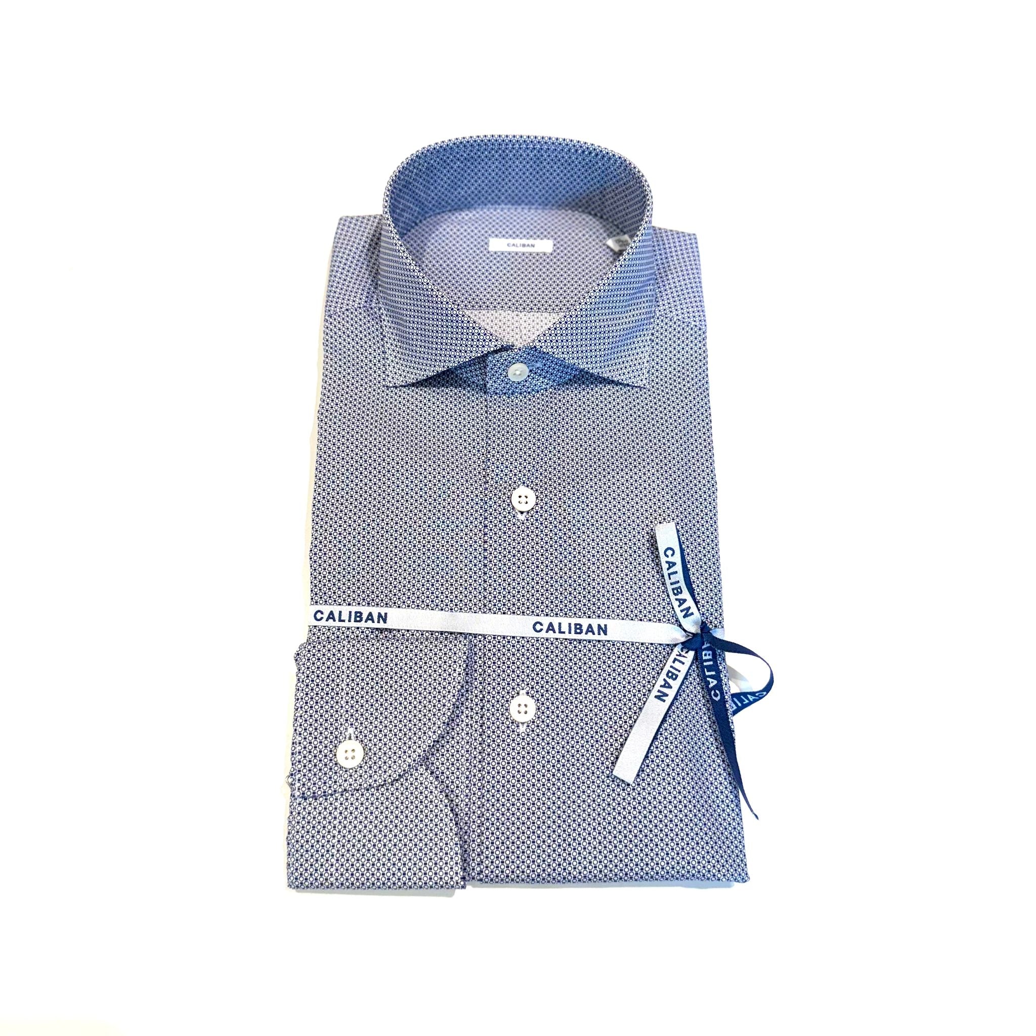 W5-UTHCUR Camicia Regular Microfantasia Blu Man