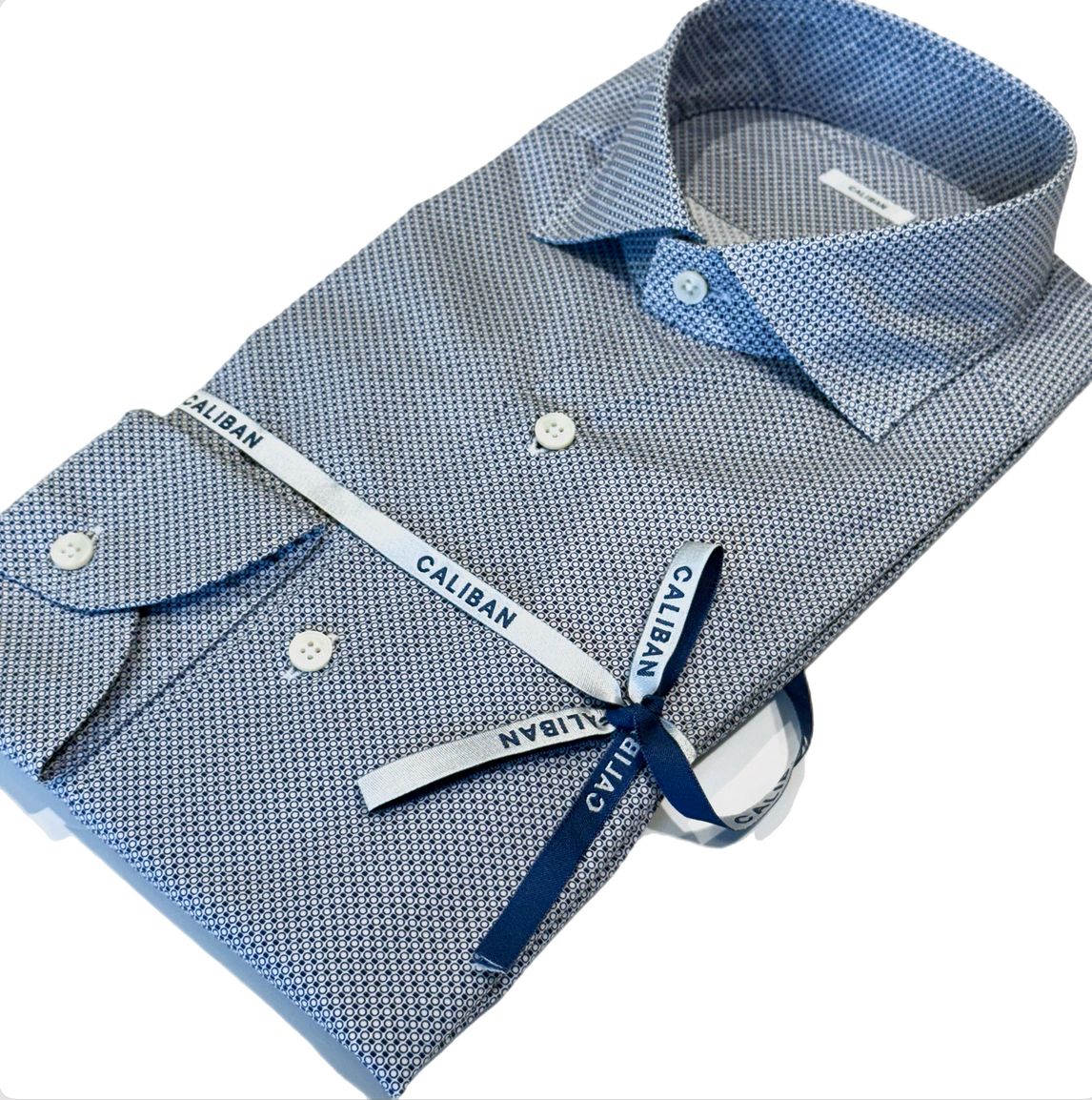 W5-UTHCUR Camicia Regular Microfantasia Blu Man
