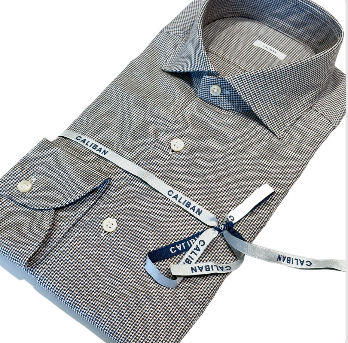 W5-RVGCUR Camicia Regular Pied De Poule Marrone/Blu Man
