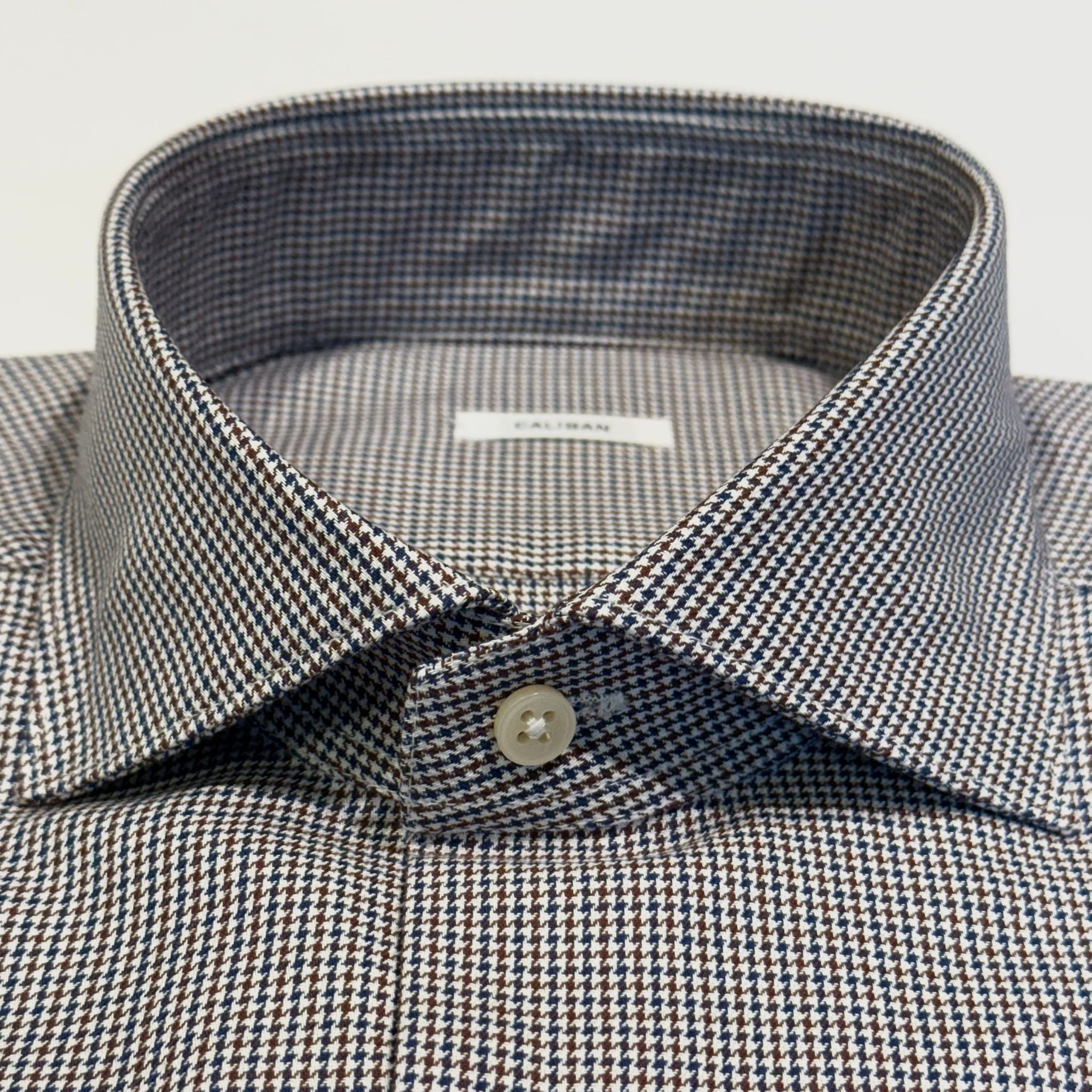 W5-RVGCUR Camicia Regular Pied De Poule Marrone/Blu Man