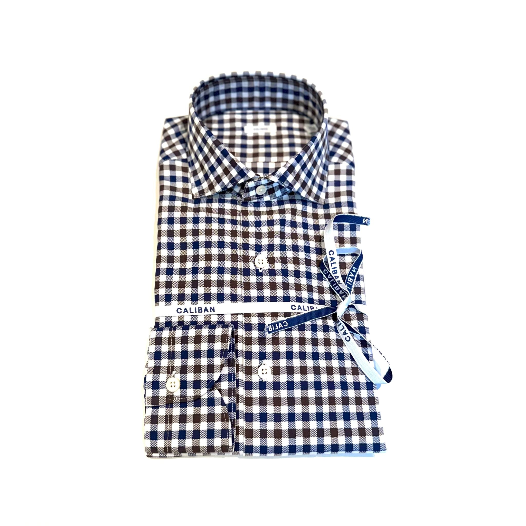 W5-UZ8CUR Camicia Regular Quadri Blu/Marrone Man