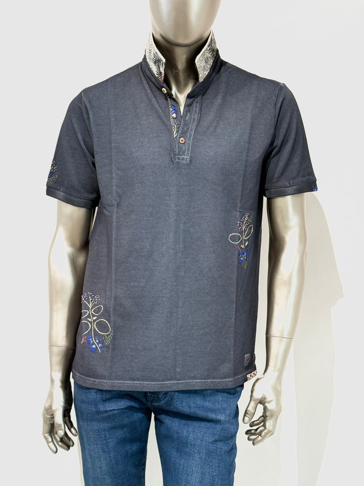 S5-RICKY484 Polo Ricamata Blu Man