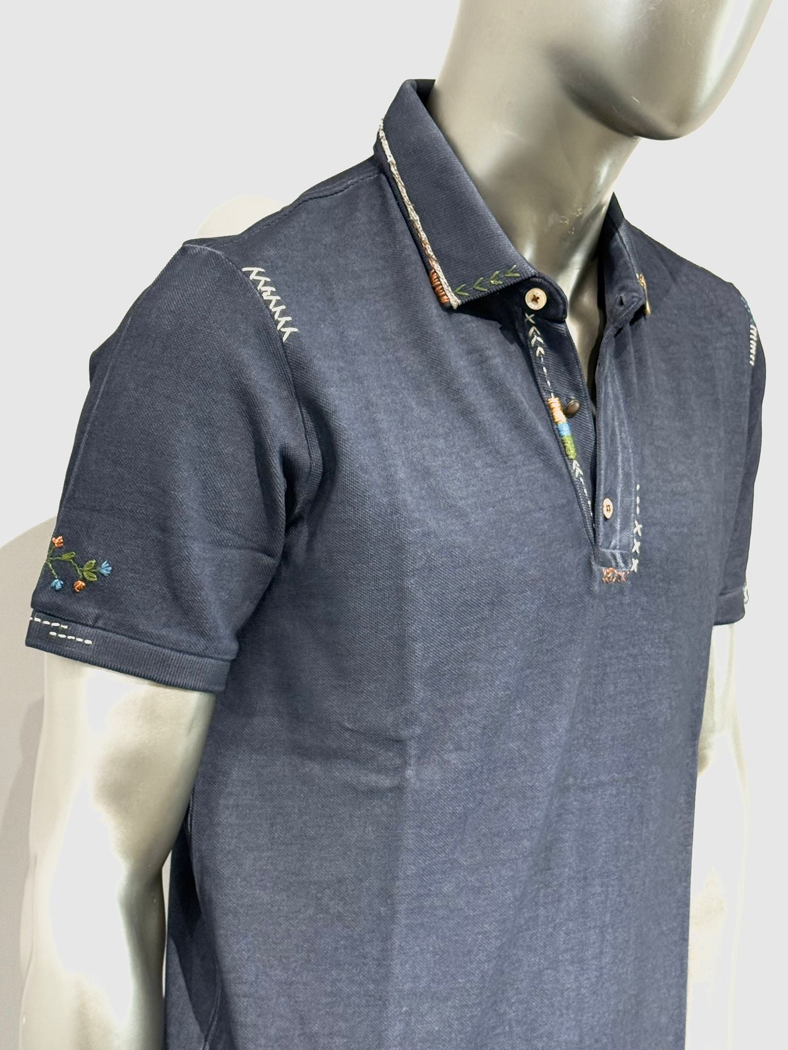 S5-RICKY485 Polo Ricamata Blu Man