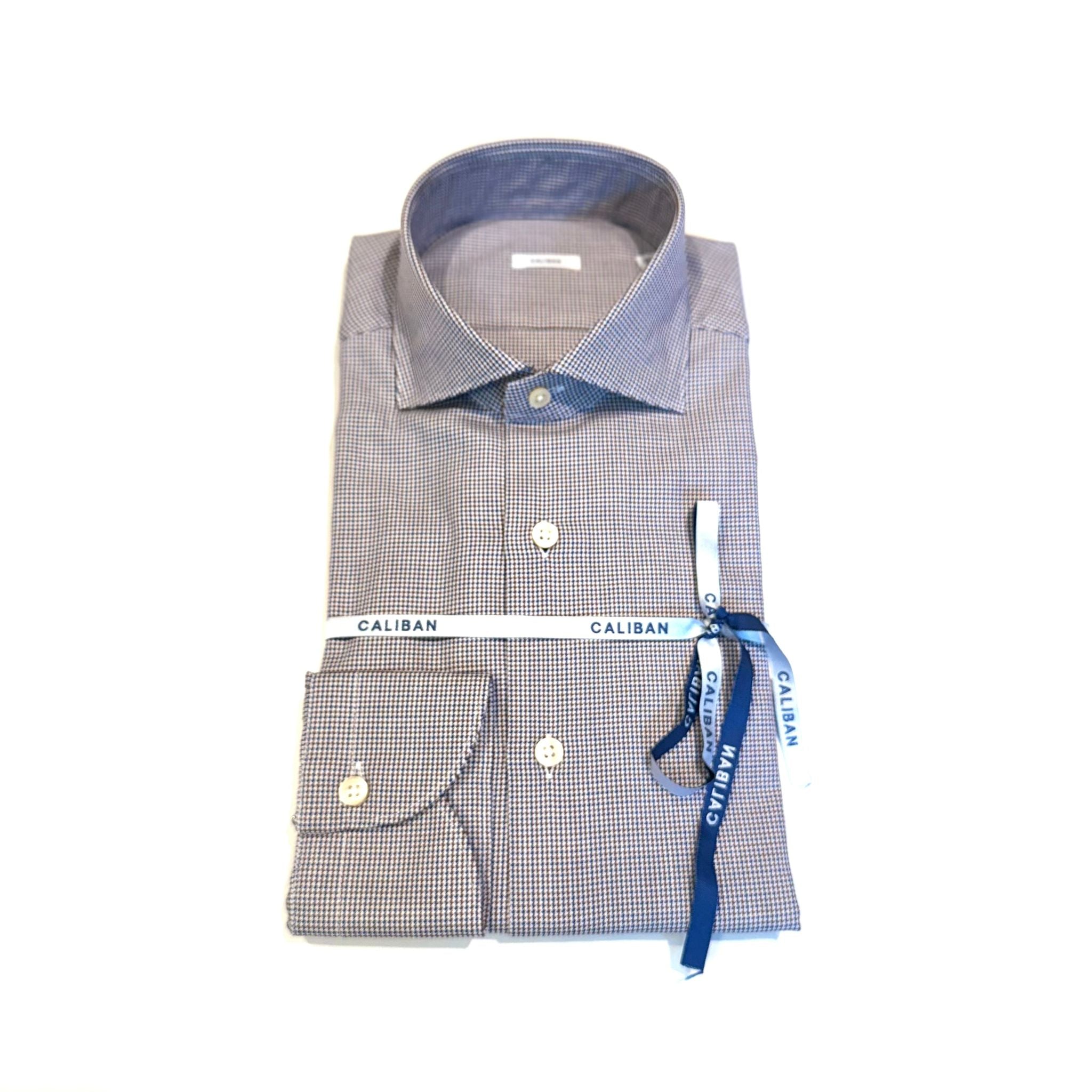 W5-RVGCUR Camicia Regular Pied De Poule Marrone/Blu Man