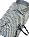 W5-UYDCUR Camicia Regular Righe Blu/Verdi Man