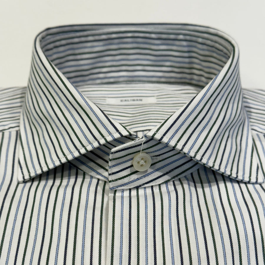 W5-UYDCUR Camicia Regular Righe Blu/Verdi Man
