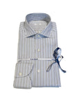 W5-UYDCUR Camicia Regular Righe Blu/Verdi Man