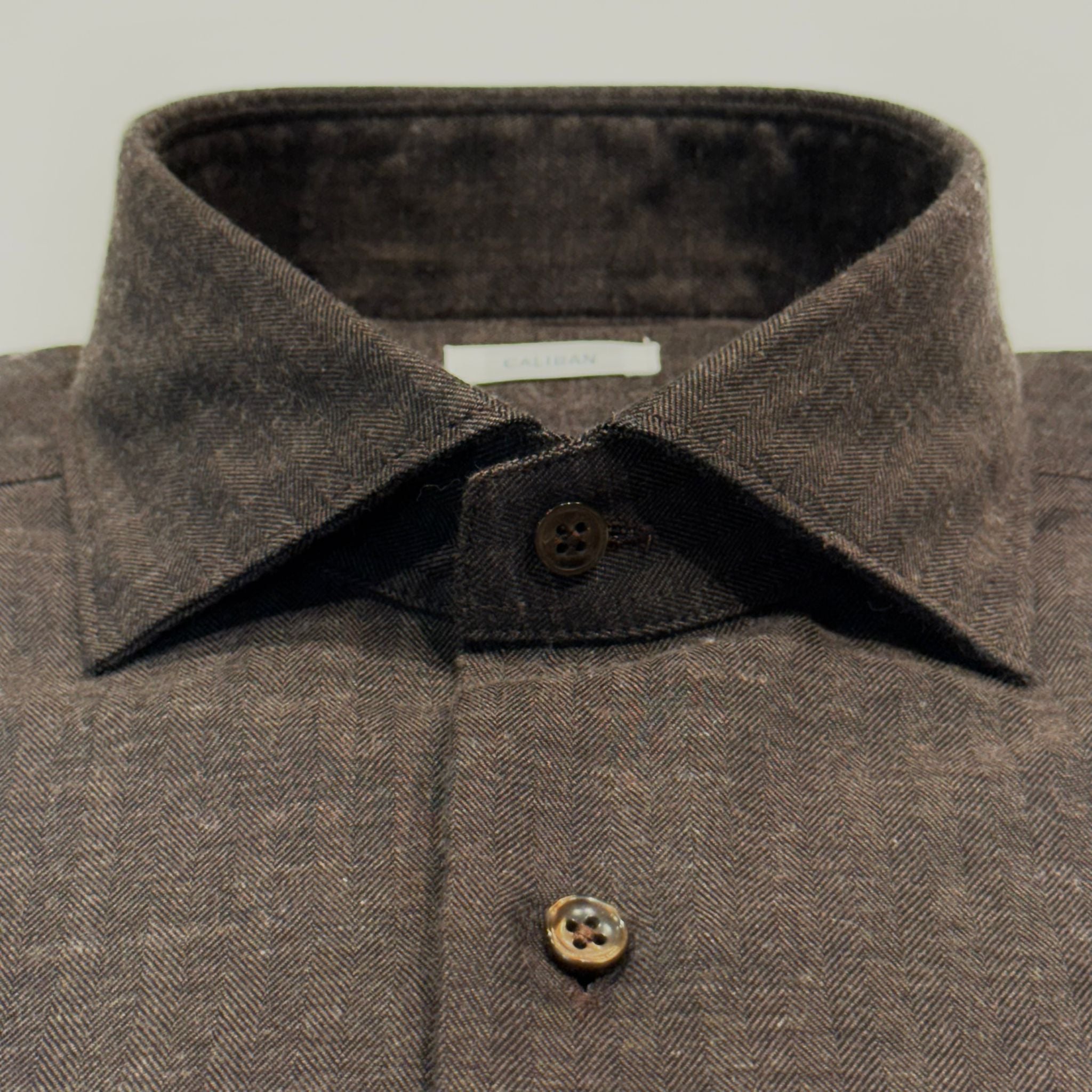 W5-QMCCUR Camicia Regular Spigata Marrone Man